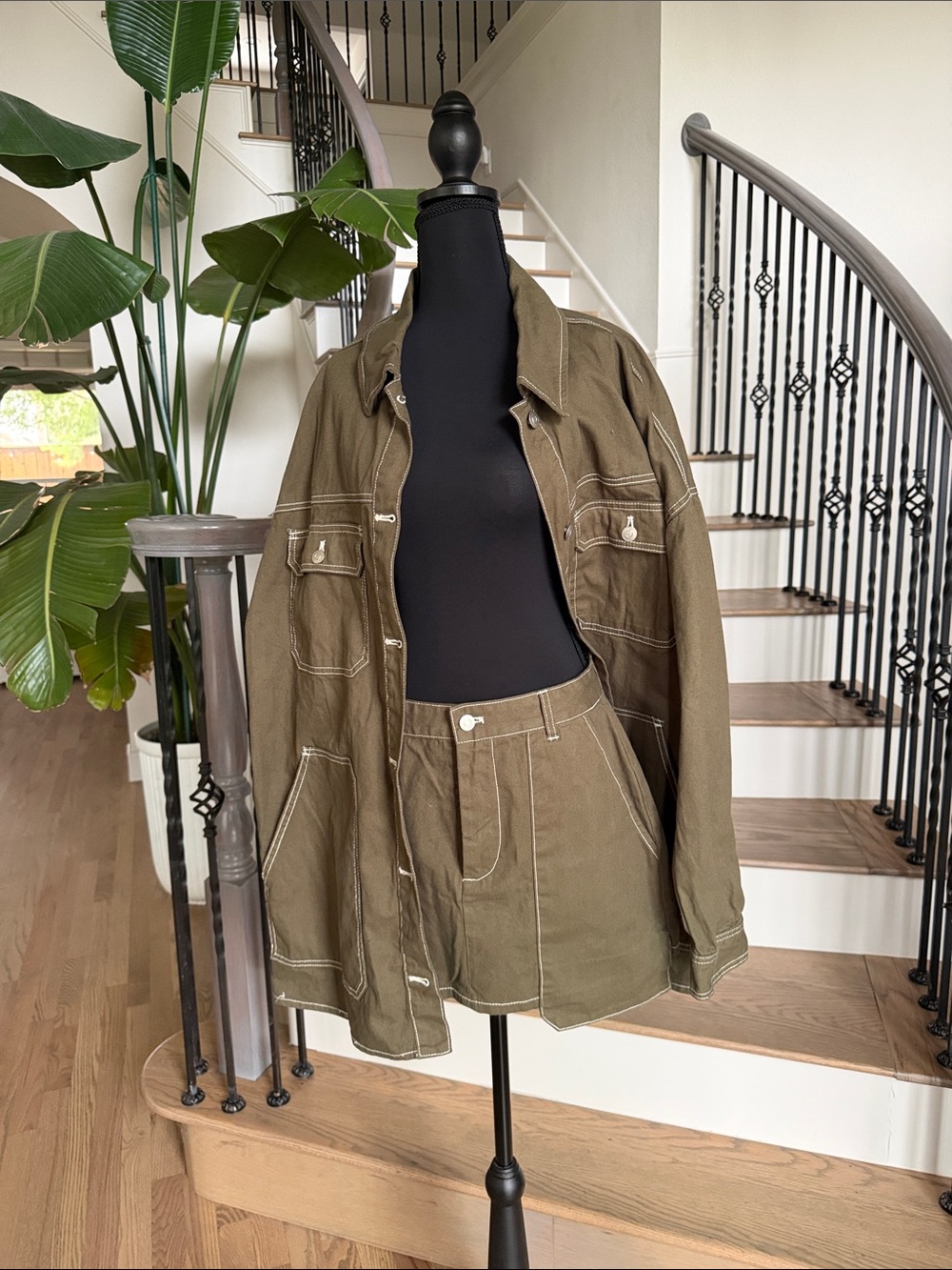 NWT Fashion Nova 2 pieceOlive Green Utility Jacket and Skirt Set